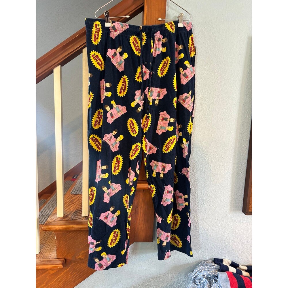 MTV Beavis and Butt-Head Pajama Pants Mens XL Black Flame Graphic Lounge PJs Y2K